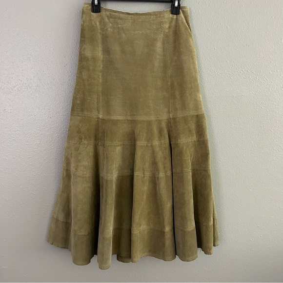 ELS High-Waisted Leather Trimmed Skirt - Mink - Newport